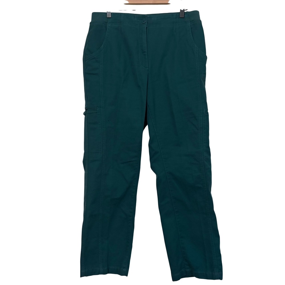 LL Bean Classic Fit Cargo Pants Womens 12 Dark Teal Green Cotton Stretch‎